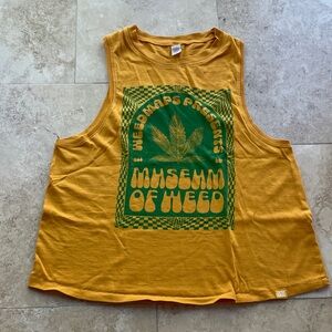 Alternative Mustard Yellow Tank Top with Green Graphic
